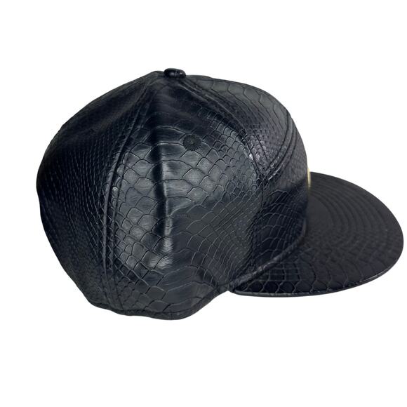 Mens premiere fits blvd supply faux leather black snapback cap OSFM - Picture 5 of 8